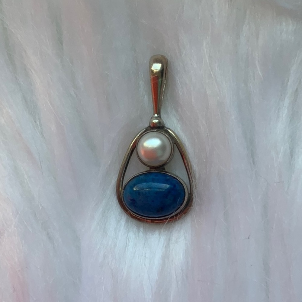 SAJEN SILVER PENDANT LAPIS PEARL